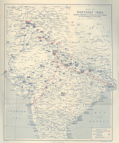 Mapa del norte de India, 1901 de John Bartholomew