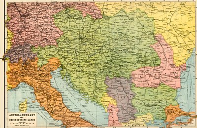 Austria-Hungría y tierras vecinas - Mapa, 1920 de John Bartholomew and Son