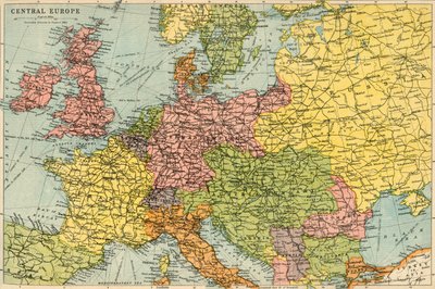 Mapa de Europa Central, c1914 de John Bartholomew and Son