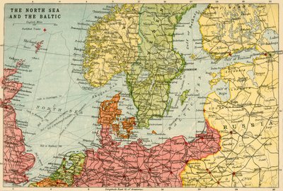 Mapa del Mar del Norte y el Báltico, c. 1914, c. 1920 de John Bartholomew and Son