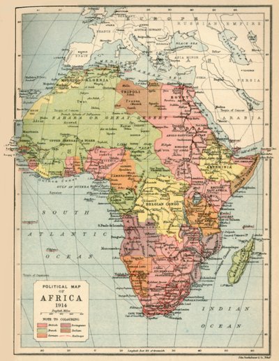 Mapa político de África, 1914, 1920 de John Bartholomew and Son