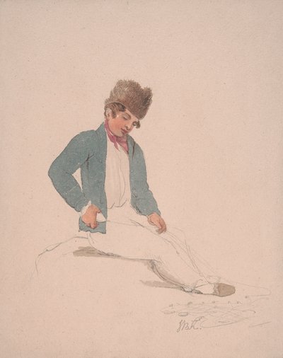 Retrato de un joven con sombrero de piel de John Baverstock Knight