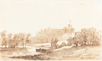 Castillo de Warwick desde el Avon de John Baverstock Knight
