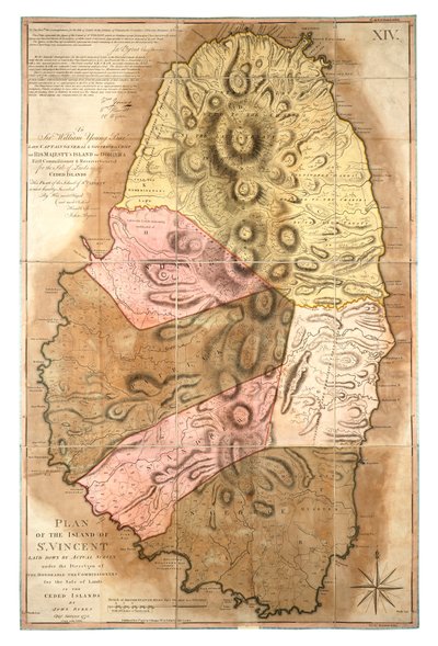 Plano de la isla de San Vicente establecido por levantamiento topográfico real de John Bayly
