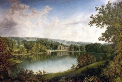 Abadía de Newstead, Nottinghamshire, desde el Lago Superior de John Bell