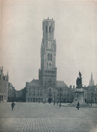 El Markt y el campanario, Brujas, Bélgica c1900 1914-1915 de John Benjamin Stone