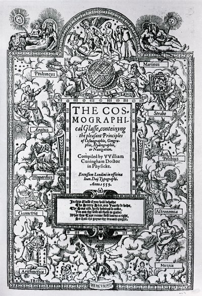Portada de El vidrio cosmográfico, 1559 de John Bettes