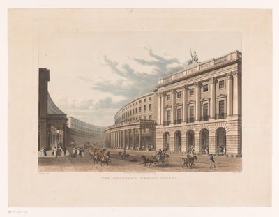 Vista de Regent Street en Londres The Quadrant, Regent Street (título sobre el objeto) de John Bluck
