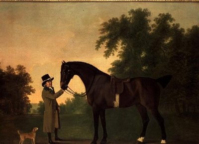 Retrato de Edward Wilmot Esq con Cazador Bayo y Terrier en Stubton Park de John Boultbee