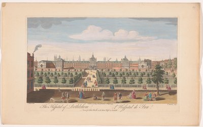 Vista del Hospital Real de Bethlem en Londres El Hospital de Belén (título sobre objeto) de John Bowles