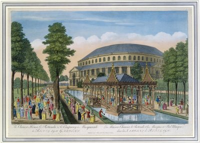 La Casa China, la Rotonda y la Compañía en Mascarada en los Jardines de Ranelagh de John Bowles