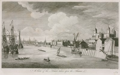 Vista de la Torre de Londres tomada desde el río Támesis de John Boydell