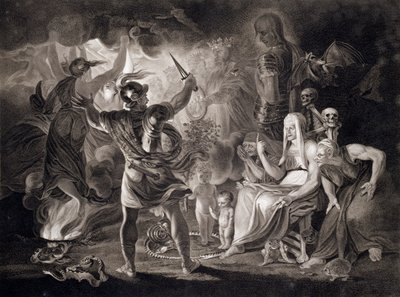 Macbeth, las tres brujas y Hécate, 1805 de John Boydell