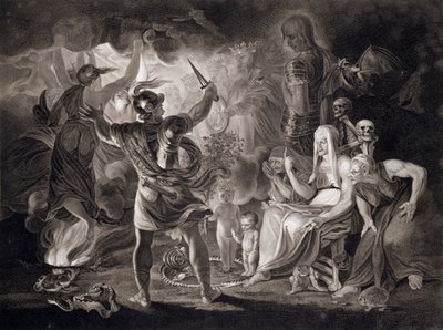 Macbeth, las tres brujas y Hécate, 1805 de John Boydell
