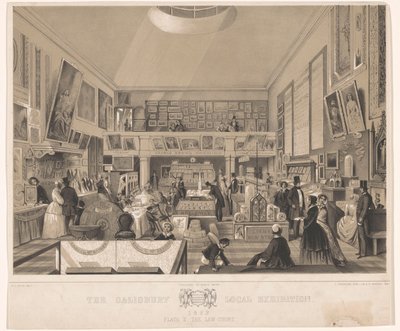 Interieur van de Law Court tijdens de Salisbury Exposición local, 1852 Exposición local de Salisbury de 1852. Placa II, Tribunal de justicia (título sobre el objeto) de John Brandard