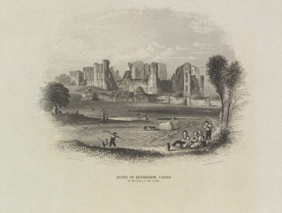 Ruinas del castillo de Kenilworth y lecho del lago de John Brandard