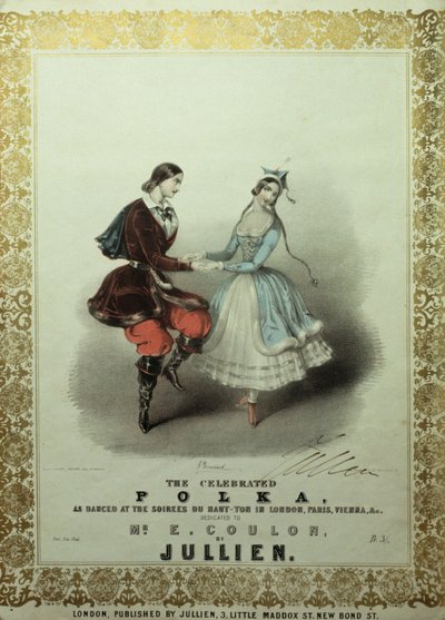 La polca célebre, partitura, 1840 (litografía en color) de John Brandard