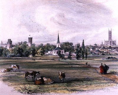 Warwick, desde el prado de San Nicolás de John Brandard