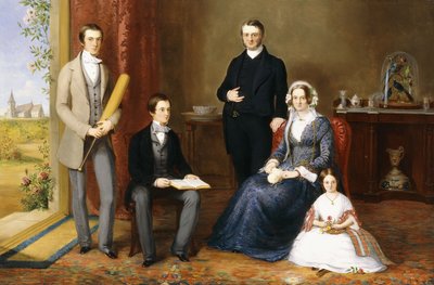 El reverendo John Witherington, vicario de Tetsworth, Oxon, con su familia, 1854 de John Bridges