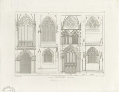 Interior de la Catedral de Lichfield - Nave y Coro de John Britton