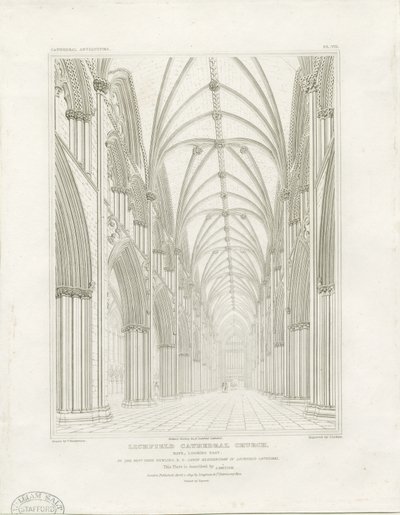 Interior de la Catedral de Lichfield - Nave de John Britton