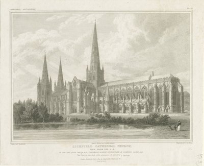 Catedral de Lichfield - Vista sureste (grabado) de John Britton