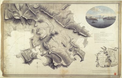 Plano de los alrededores de English Harbour y Monks Hill en la isla de Antigua levantado y dibujado por John Brown, agrimensor y delineante del ejército en las Indias Occidentales de John Brown