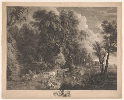 Paisaje con pastores y rebaños en un abrevadero el lugar de riego de John Browne