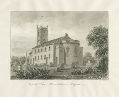Iglesia de Bloxwich: dibujo en sepia de John Buckler