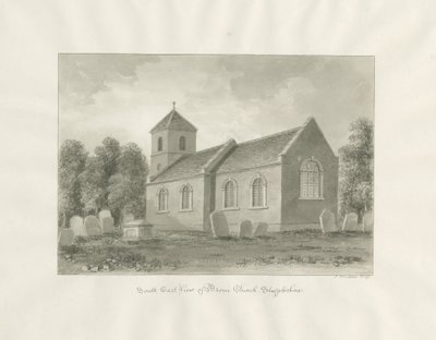 Iglesia de Broom (ahora Worcestershire): dibujo en sepia de John Buckler