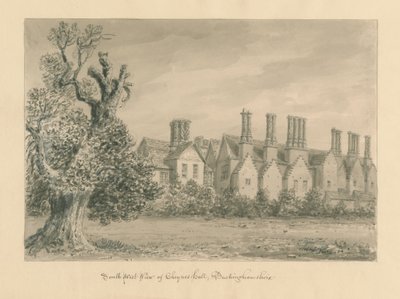 Buckinghamshire - Salón de Chenies: dibujo en sepia, 1824 de John Buckler