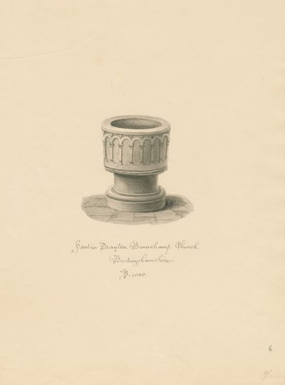 Buckinghamshire - Iglesia de Drayton Beauchamp: dibujo en sepia, 1838 de John Buckler
