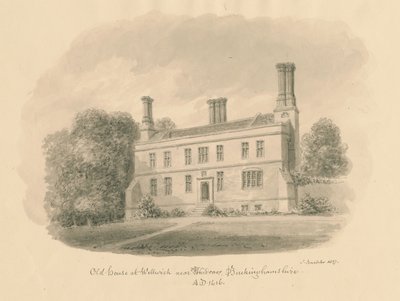 Buckinghamshire - Wellwick - Casa Antigua: dibujo en sepia, 1837 de John Buckler