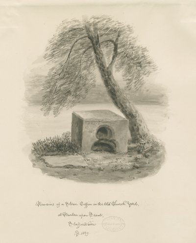 Burton-upon-Trent - Ataúd de piedra en el antiguo cementerio de la iglesia de John Buckler