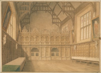Cambridgeshire - Trinity College Hall - Vista Interior de John Buckler
