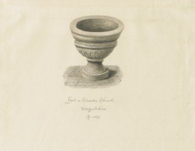 Croxden - Fuente en la capilla de invitados: dibujo en sepia de John Buckler