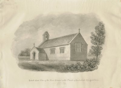 Capilla de Cotes Heath en Eccleshall: dibujo en sepia de John Buckler