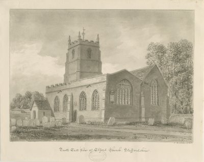 Iglesia de Elford: dibujo en sepia, 1838 de John Buckler