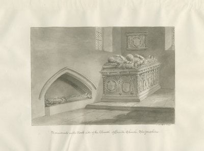 Iglesia de Enville - Monumento: dibujo en sepia de John Buckler