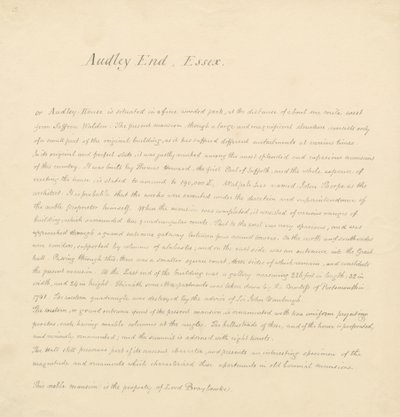 Audley End - Descripción Histórica de John Buckler