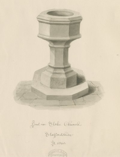 Pila Bautismal en la Iglesia de Stoke-upon-Trent de John Buckler