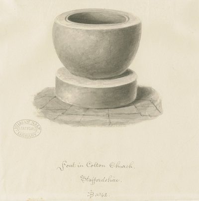 Pila bautismal en la Iglesia de Colton de John Buckler