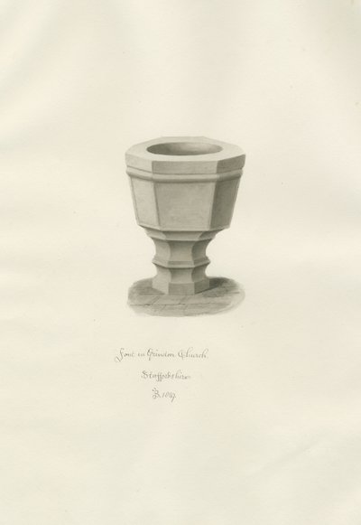 Fuente en la Iglesia de Grindon de John Buckler