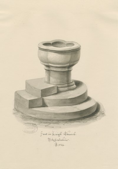 Pila bautismal en la Iglesia de Leigh de John Buckler