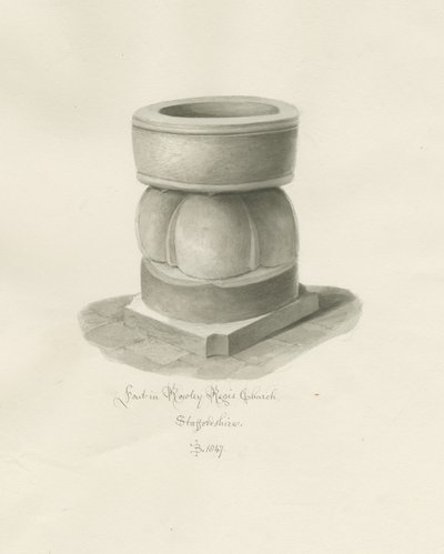 Pila bautismal en la Iglesia de Rowley Regis de John Buckler