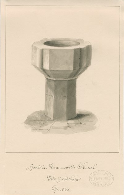 Fuente en la Iglesia de Tamworth de John Buckler