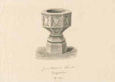 Pila bautismal en la Iglesia de Wichnor de John Buckler