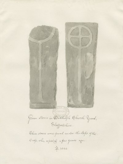 Lápidas en el cementerio de la Iglesia de Biddulph de John Buckler