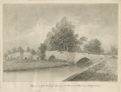 Handsacre - Viejo Puente Alto: dibujo en sepia, 1839 de John Buckler