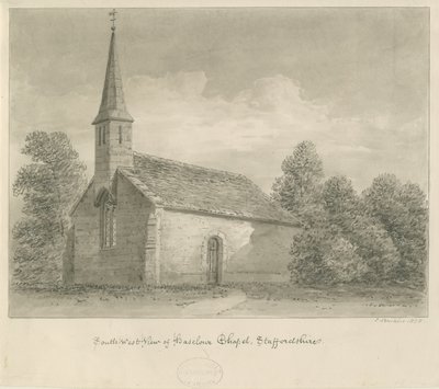 Capilla de Haselour: dibujo en sepia, 1828 de John Buckler